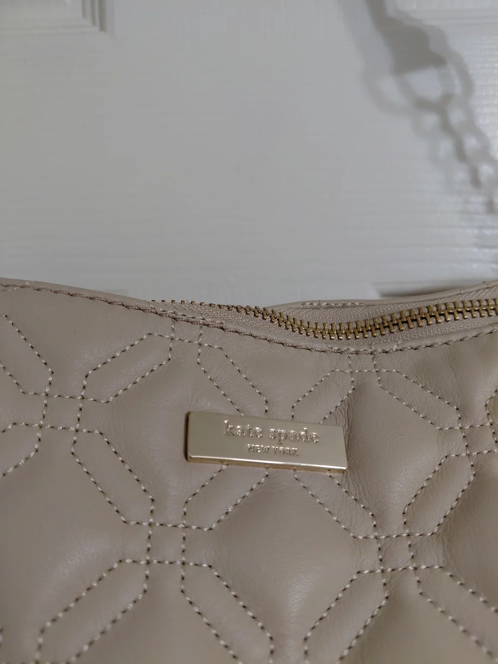 kate spade Quilted Shoulder Bag in Taupe